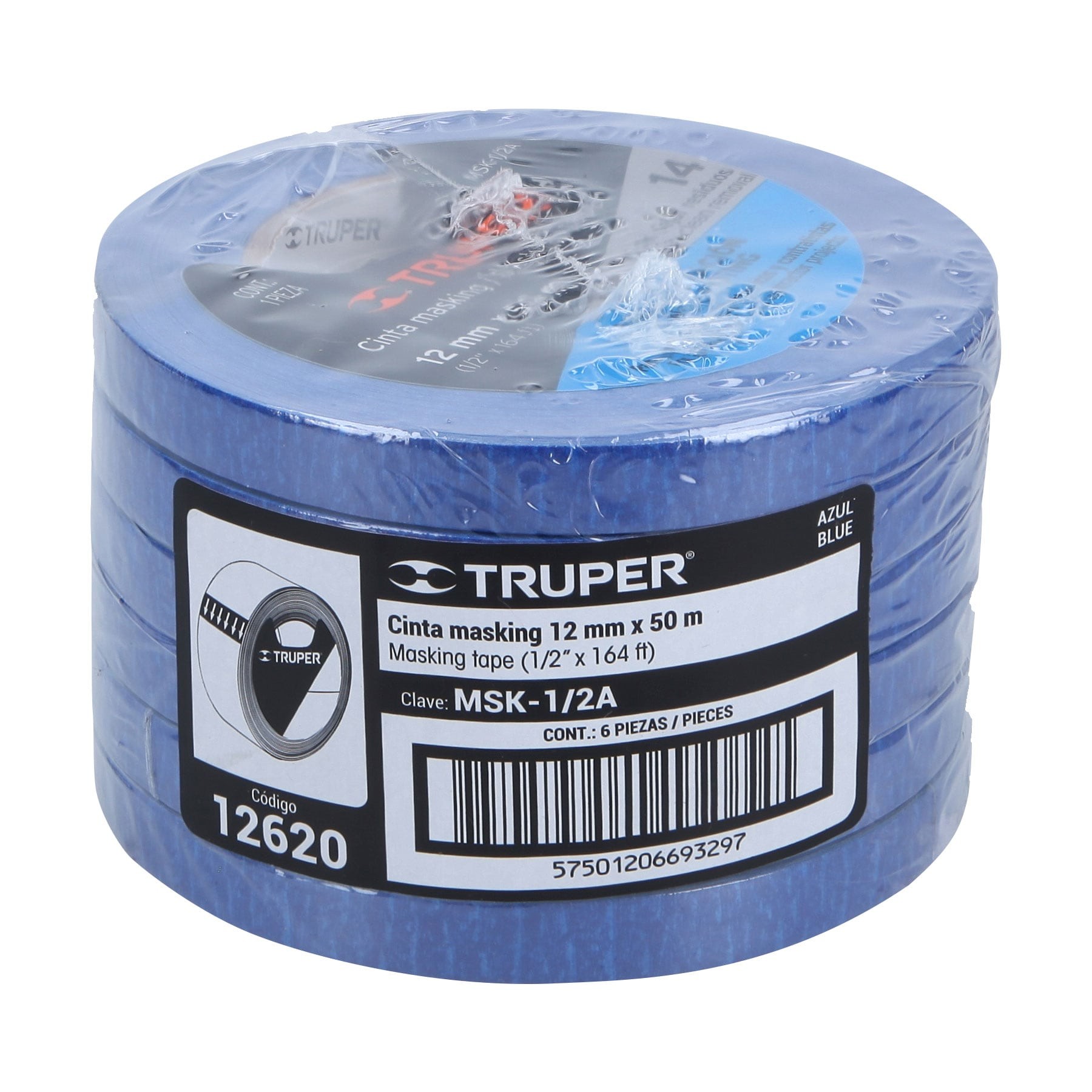 Cinta masking tape azul de 1 x 50 m Truper