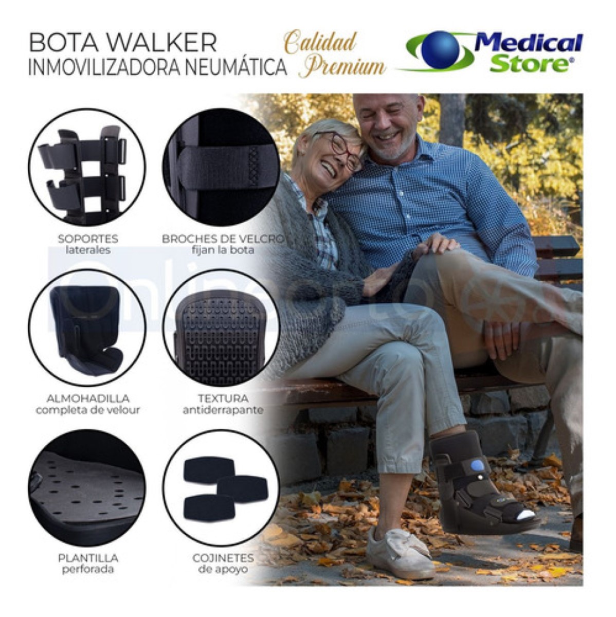 Ferula Bota Corta Para Tobillo Inmovilizadora De Lujo negro  neumática chica