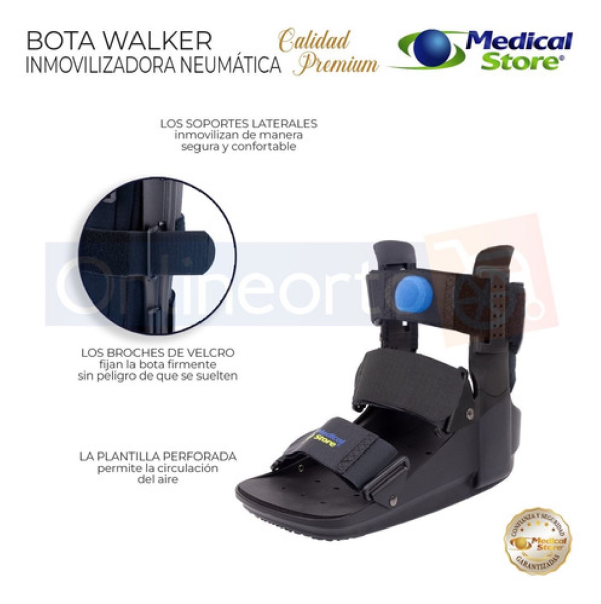 Ferula Bota Corta Para Tobillo Inmovilizadora De Lujo negro  neumática chica