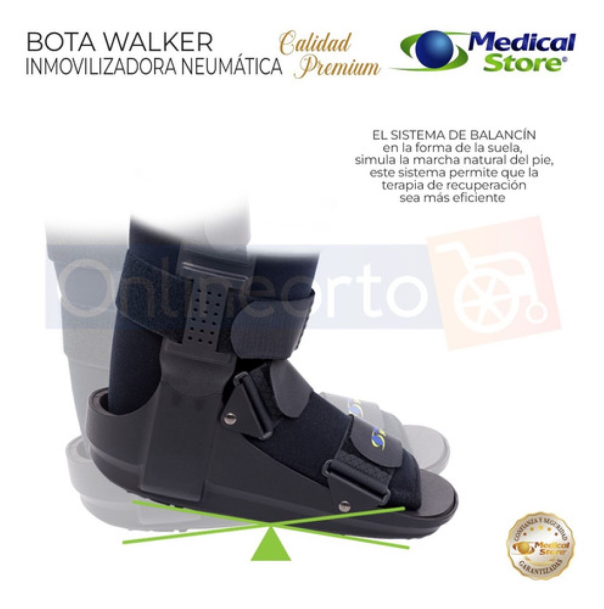 Ferula Bota Corta Para Tobillo Inmovilizadora De Lujo negro  neumática chica