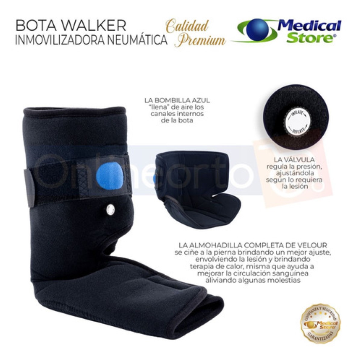 Ferula Bota Corta Para Tobillo Inmovilizadora De Lujo negro neumática ...