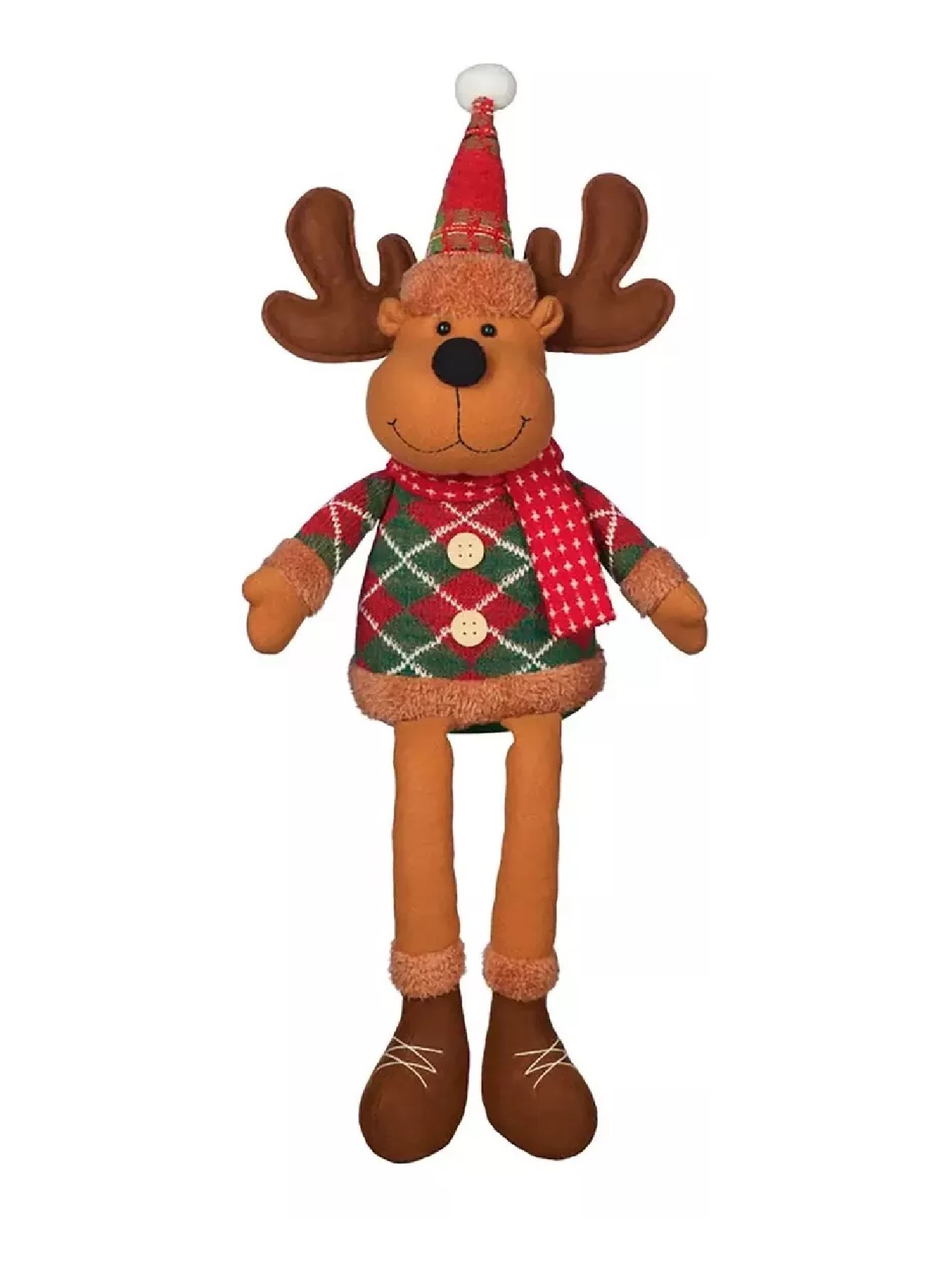 Juego de Muñecos Navideños para Repisa - Reno/Muñeco de Nieve - Adornos para Mesa de Navidad (2 Piezas) - 45.7 cm Aproximadamente