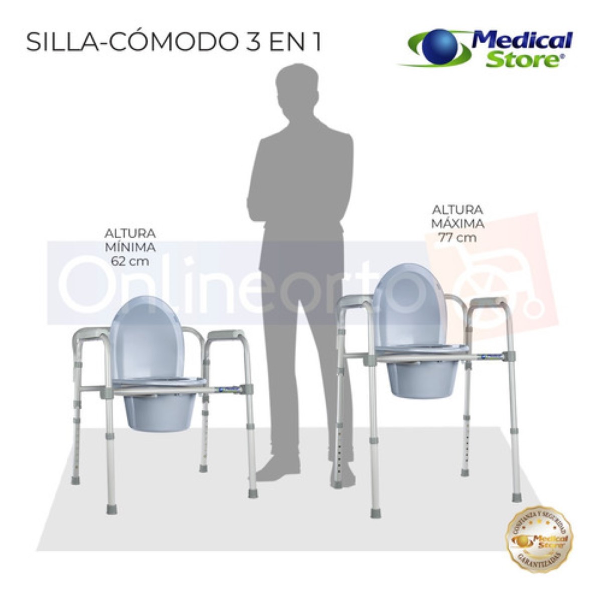 Silla Comodo Aumento Ducha Para Wc Baño 3 En 1 Plgable 