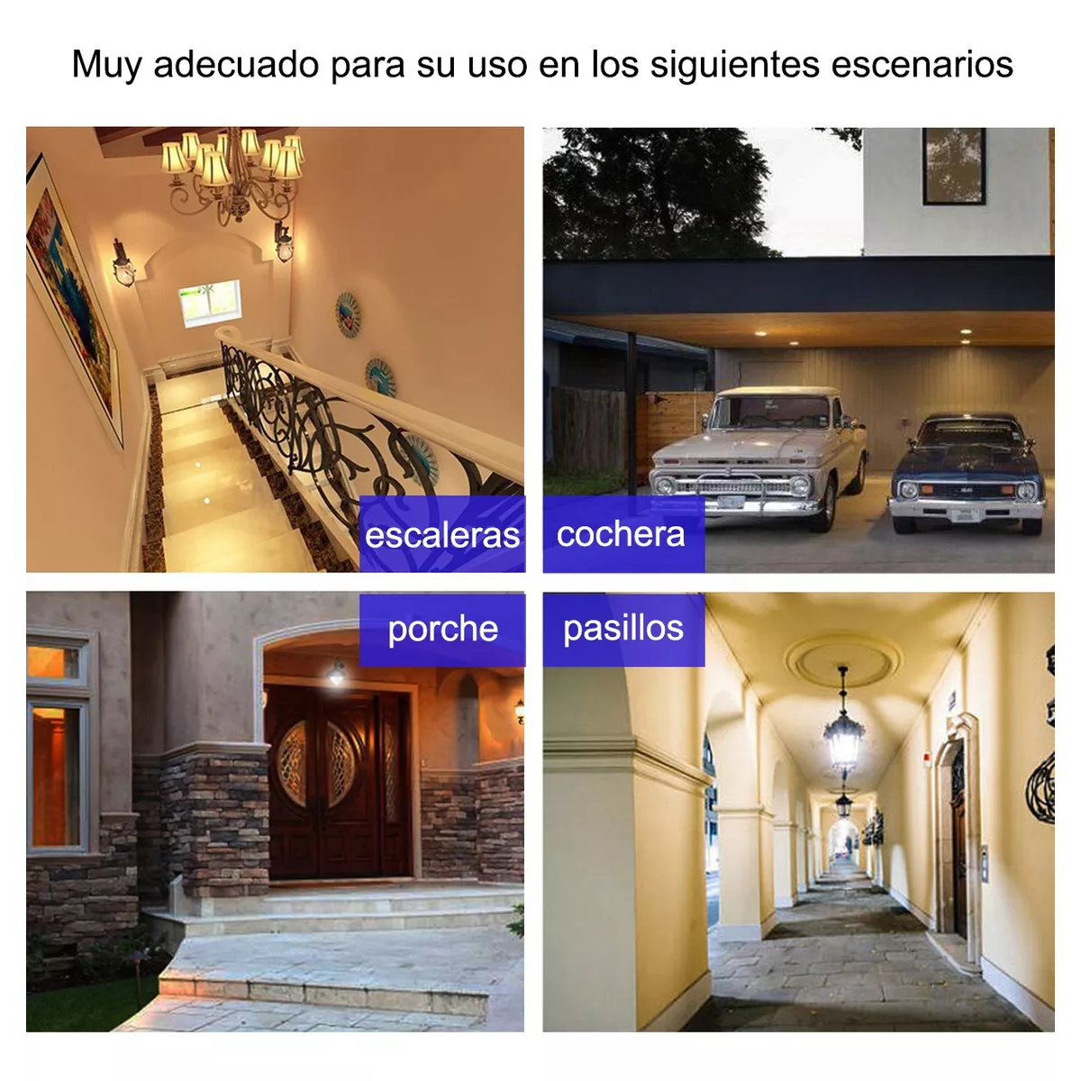 Kit Bombillas Led Foco 12w E27 Con Sensor De Movimiento, 4pzas