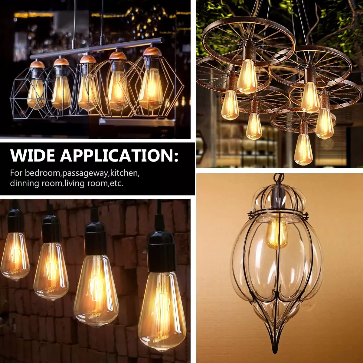 Set Foco Vintage Led Edison Bulbo 4w Luz Cálida 4pza