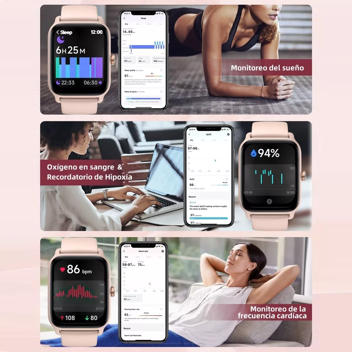 Smartwatch Mujer Hombre Reloj Inteligente Bt Llamadas Alexa