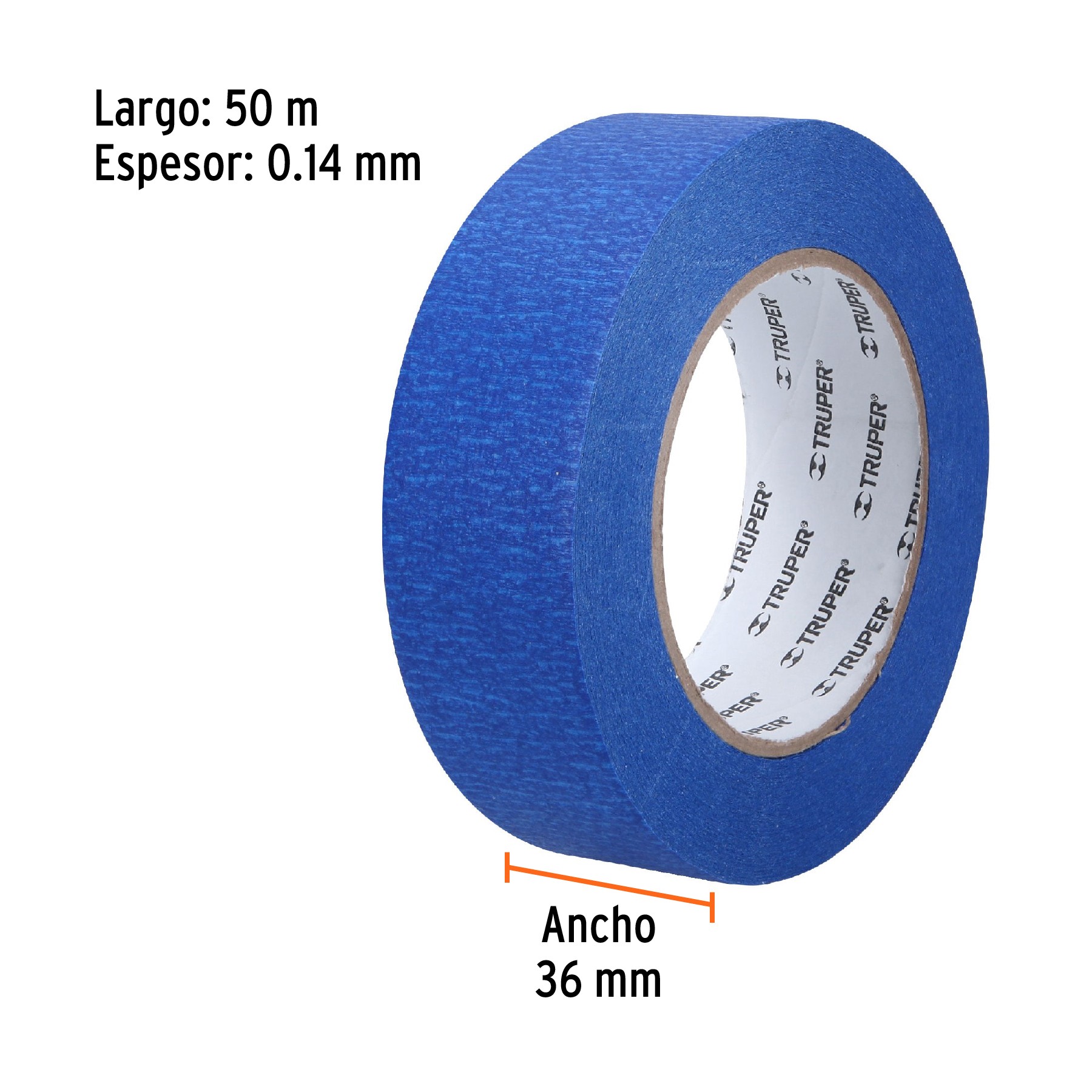 CINTA MASKING TAPE AZUL DE 1-1/2" X 50 M PARA PINTOR, TRUPER 12623