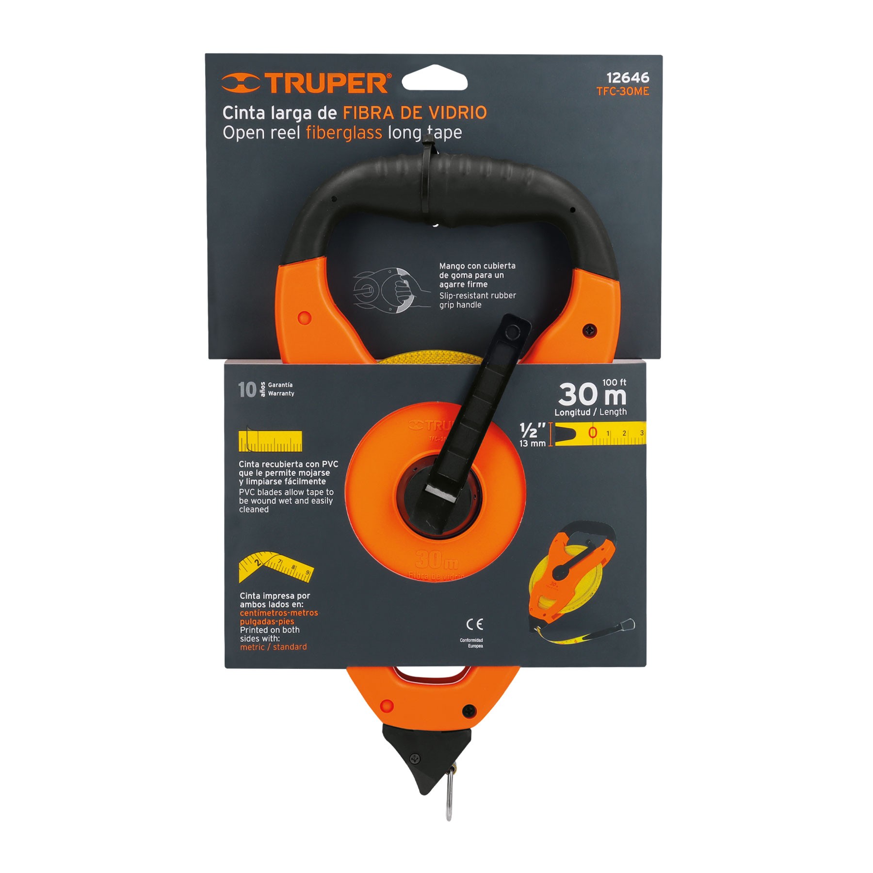 CINTA LARGA 30 M DE FIBRA DE VIDRIO, TIPO CRUCETA, TRUPER 12646