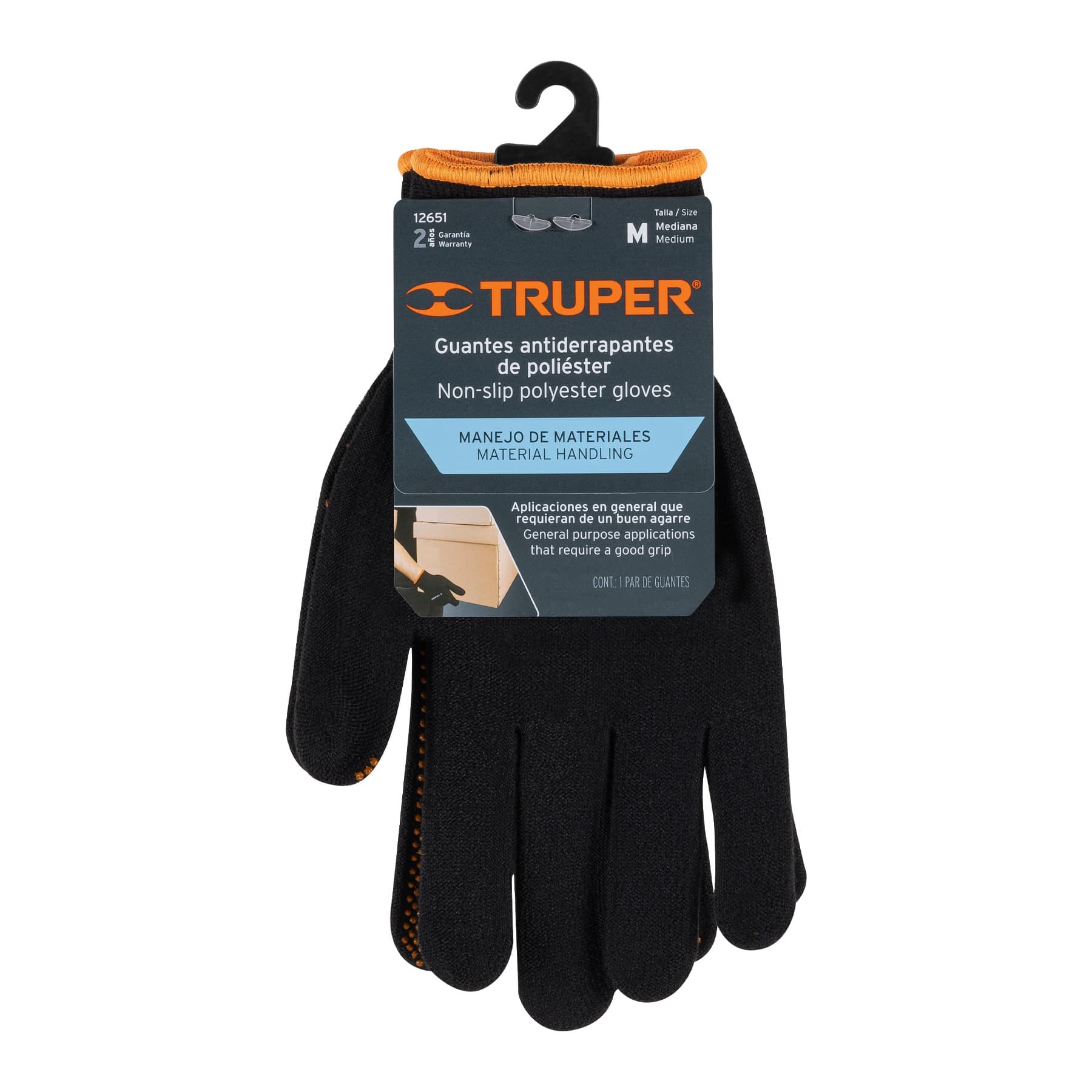 GUANTES DE POLIÉSTER CON PUNTOS DE PVC EN PALMA, M, TRUPER 12651