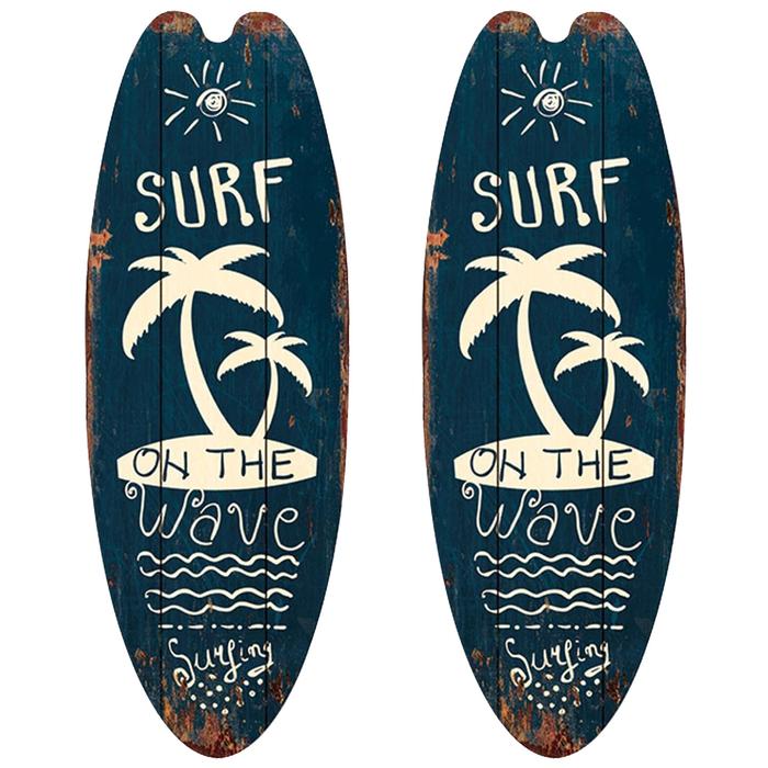 Surf Playa Letreros de Madera MXIKE-002-5 2Pzas 16x45cm Madera Tabla de Surf, SurfStrike