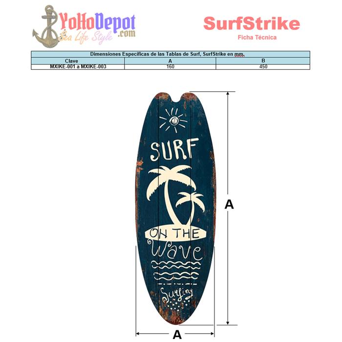 Surf Playa Letreros de Madera MXIKE-002-5 2Pzas 16x45cm Madera Tabla de Surf, SurfStrike