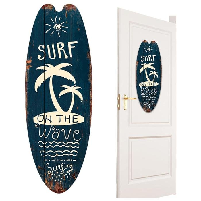 Garneck Letrero de madera para tabla de surf, decoración al aire libre,  placa de madera, decoración retro, letrero de decoración de tabla de surf