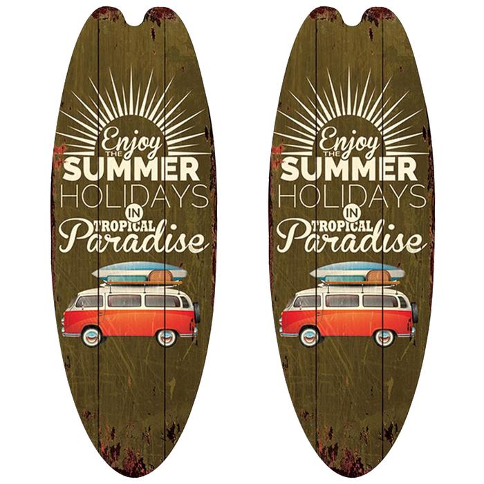 Letreros Surf Decoraciones MXSUW-002-2 2Pzas 16x45cm Madera Tabla de Surf, SurfSwift
