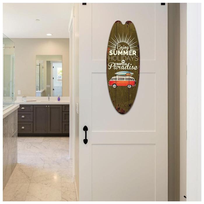 Letreros Surf Decoraciones MXSUW-002-2 2Pzas 16x45cm Madera Tabla de Surf, SurfSwift