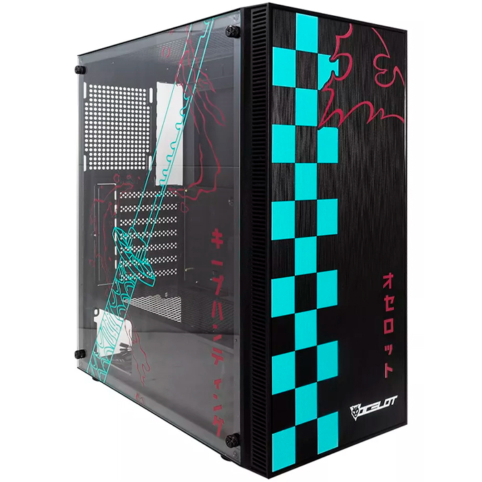Gabinete Gamer OC-BLACK KATANA E-ATX 3 Fan ARGB Cristal Templado Demon Slayer Tanjiro 