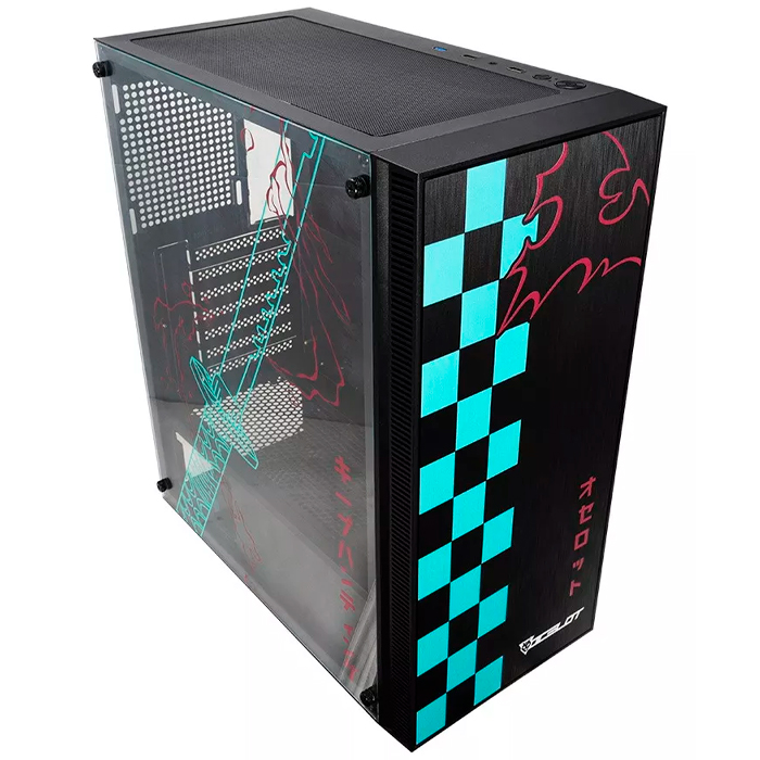 Gabinete Gamer OC-BLACK KATANA E-ATX 3 Fan ARGB Cristal Templado Demon Slayer Tanjiro 