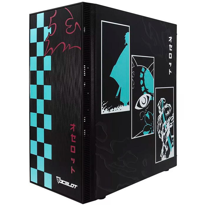 Gabinete Gamer OC-BLACK KATANA E-ATX 3 Fan ARGB Cristal Templado Demon Slayer Tanjiro 
