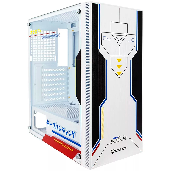 Gabinete Gamer OC-MEKA 4.0 E-ATX 3 Fan ARGB Cristal Templado Gundam 