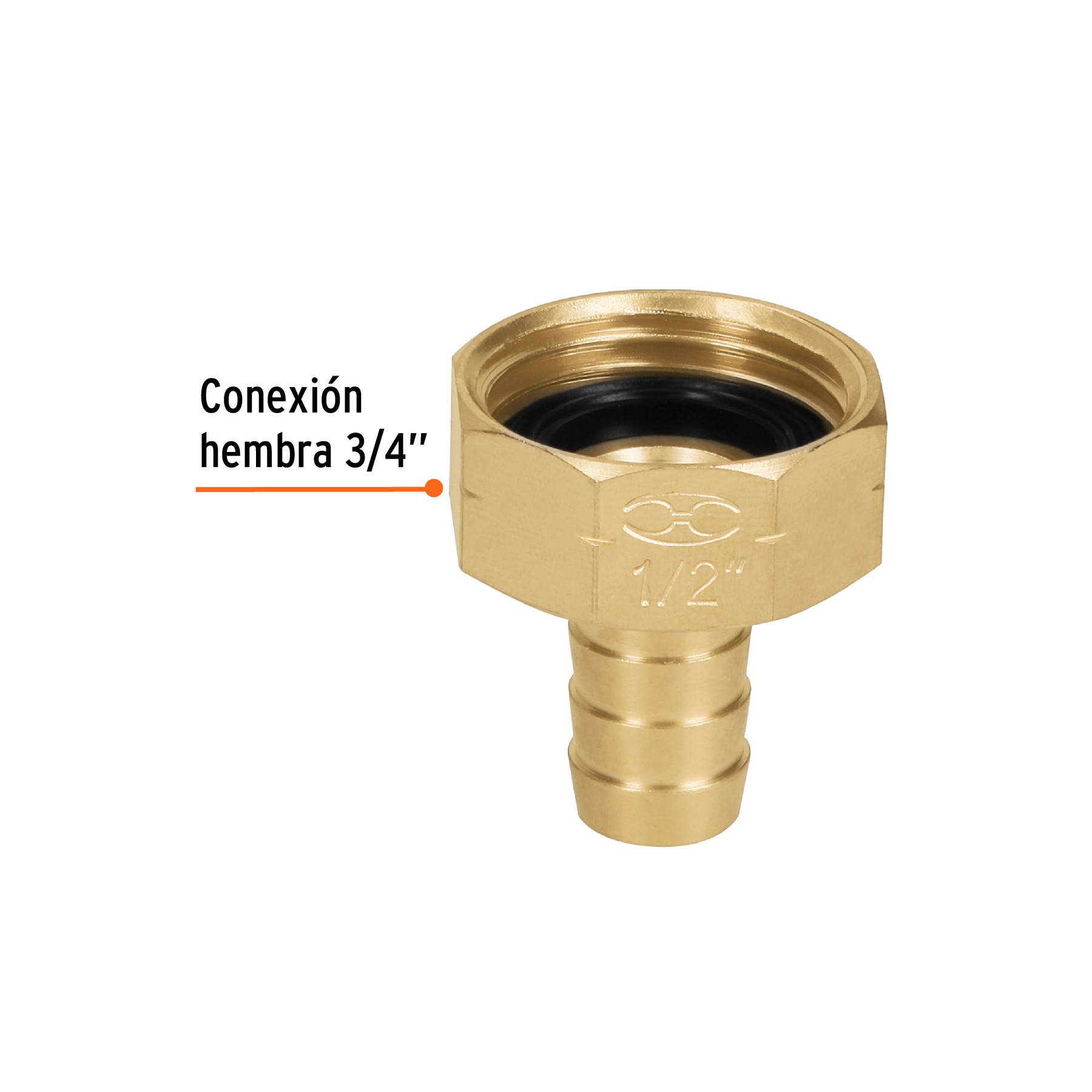 CONECTOR 1/2" HEMBRA DE LATÓN SÓLIDO PARA MANGUERA, TRUPER 12700