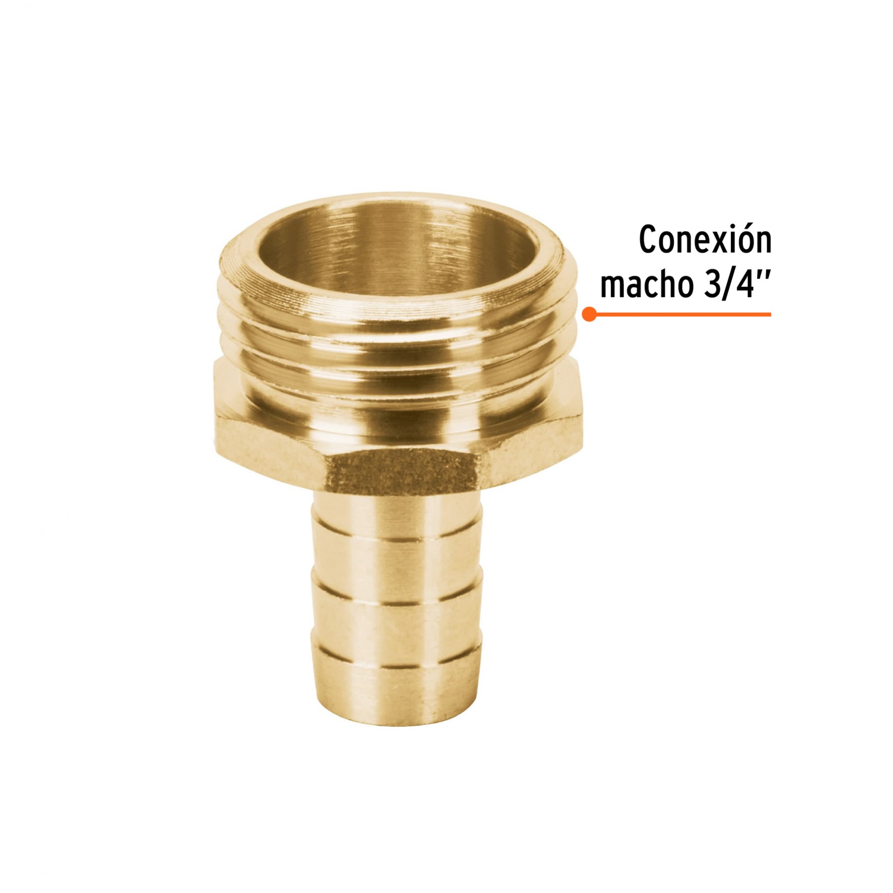 CONECTOR 1/2" MACHO DE LATÓN SÓLIDO PARA MANGUERA, TRUPER 12702