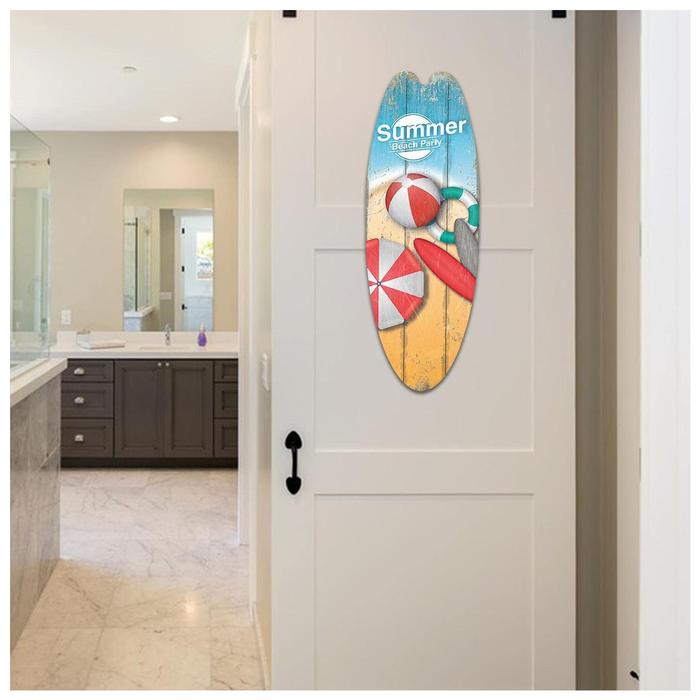 Decoraciones de Pared MXSWV-001-10 1Pza 16x45cm Madera Tabla de Surf, SurfWave