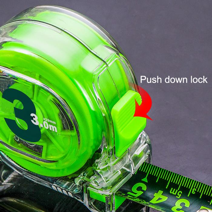 Cinta Métrica MXGGP-001-2 1 Pza 3mx19mm ABS y Acero al Carbono Transparente y Verde, GreenGlowPro