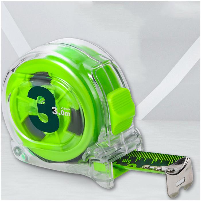 Cinta Métrica MXGGP-001-2 1 Pza 3mx19mm ABS y Acero al Carbono Transparente y Verde, GreenGlowPro