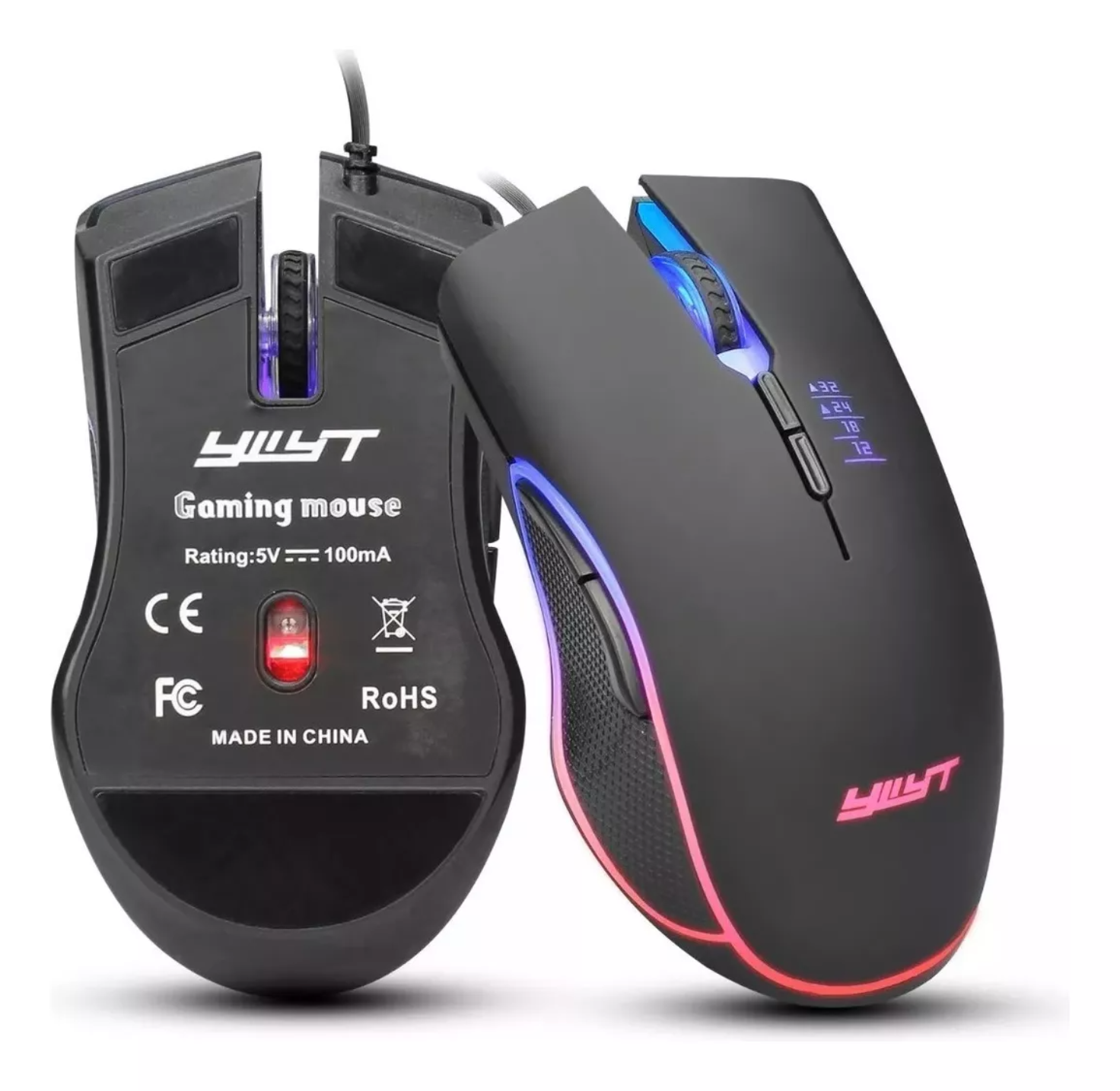 Mouse De Juego Rgb Mouse Gamer Alambrico Usb Dpi 3200 Negro