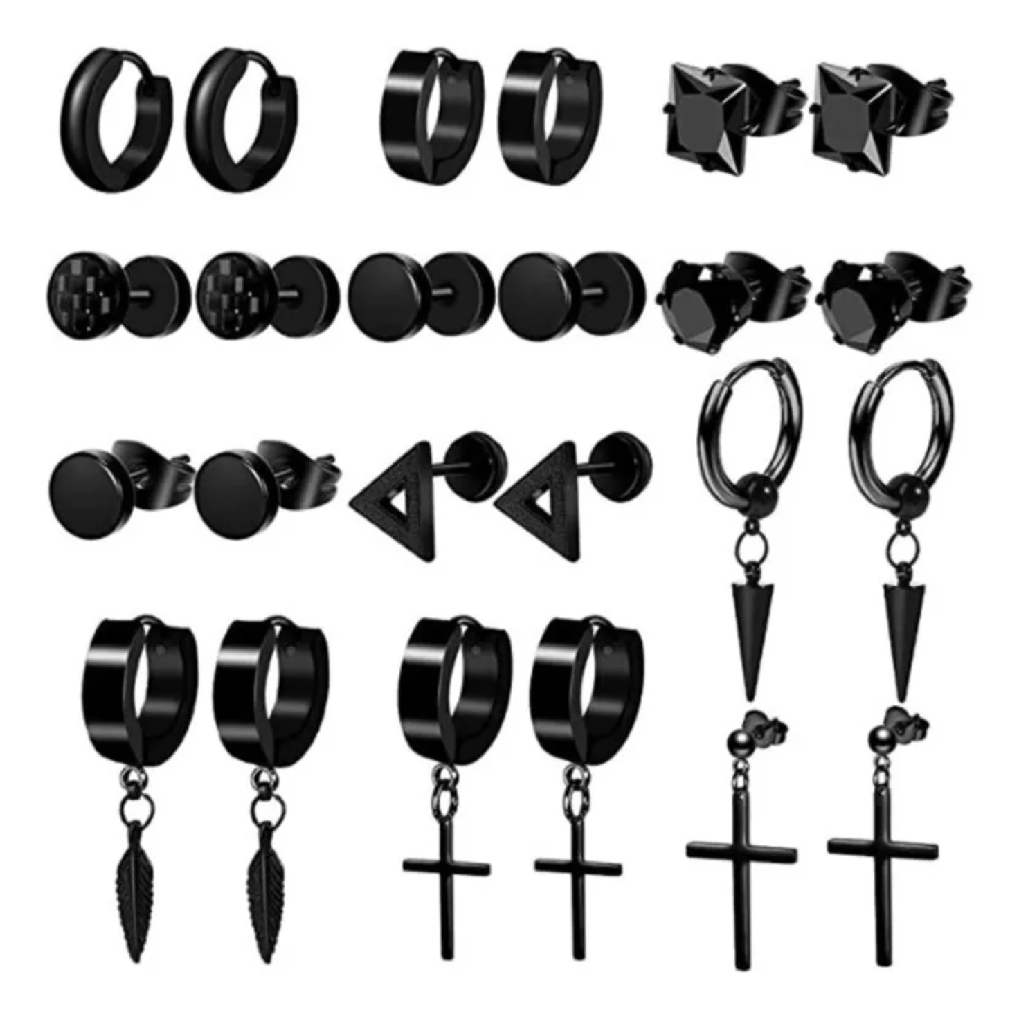 12 Pares Aretes Con Piercing Pendientes Aretes Hombre Mujer