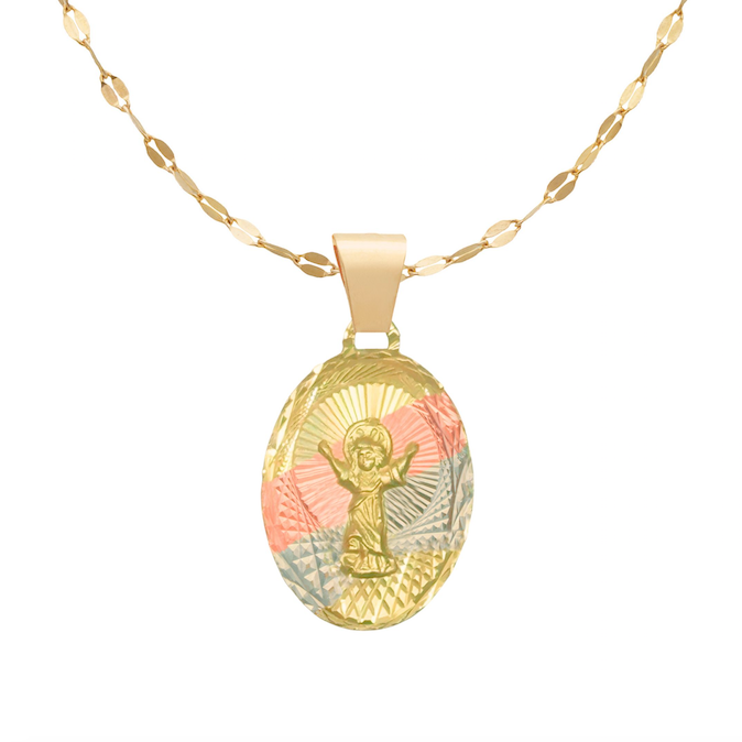 Medalla Divino Niño con Cadena Oro 10 kilates Ideal Para Primera Comunión/Bautizo. Oro Fino Joyería..
