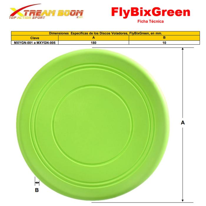 Frisbee con agarre cómodo MXYGN-001-4 1 Pza Disco volador Silicona Diámetro18 cm Verde, FlyBixGreen