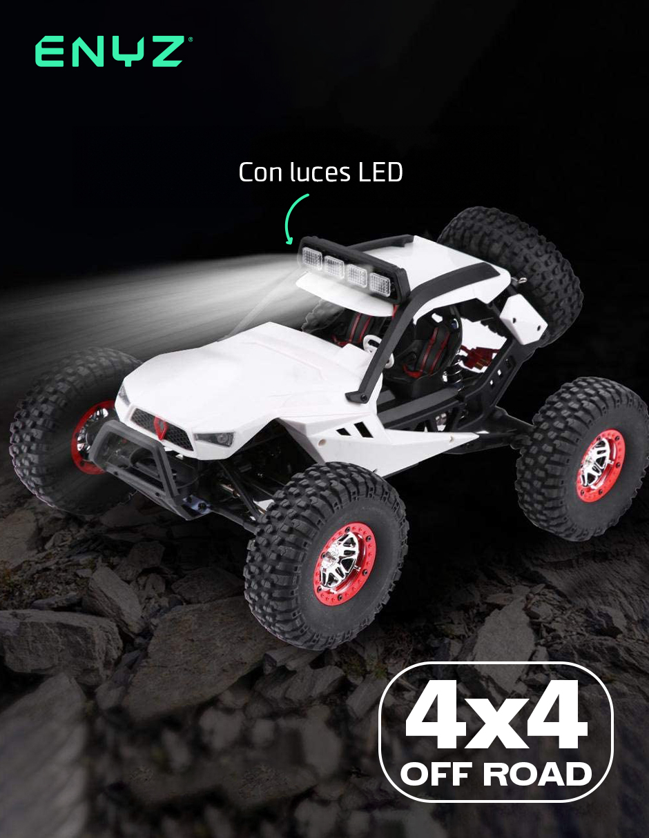 Carro Control Remoto RC 4x4 off road 40Km/h Buggy Jeep Razer RC Camioneta WLtech WLtoys Remote Control Car All Terrain blanco 12429