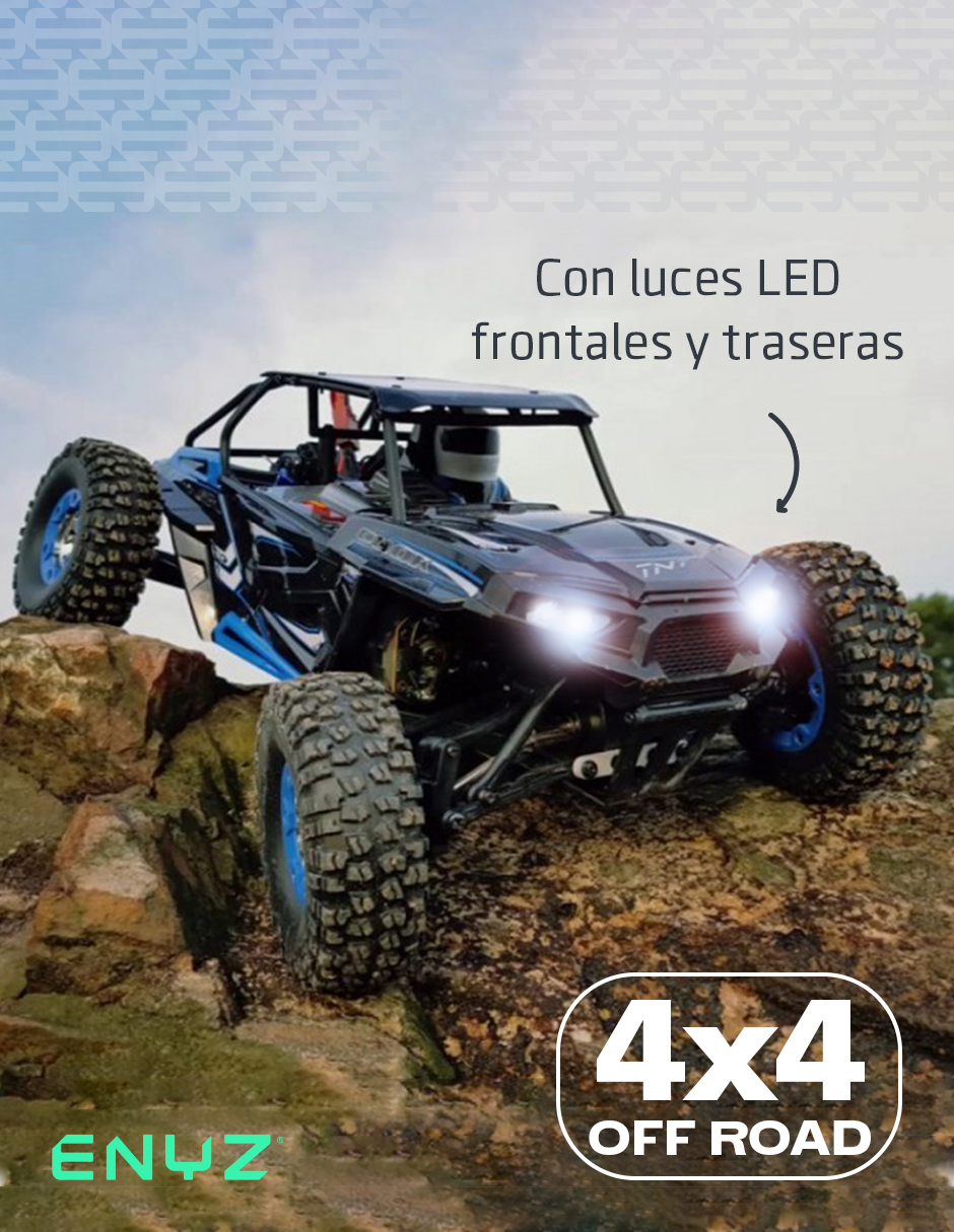 Carro Control Remoto 4x4 off road 50Km/h Buggy Jeep Razer RC Camioneta WLtech WLtoys Remote Control Car All Terrain Azul 12427/8-b