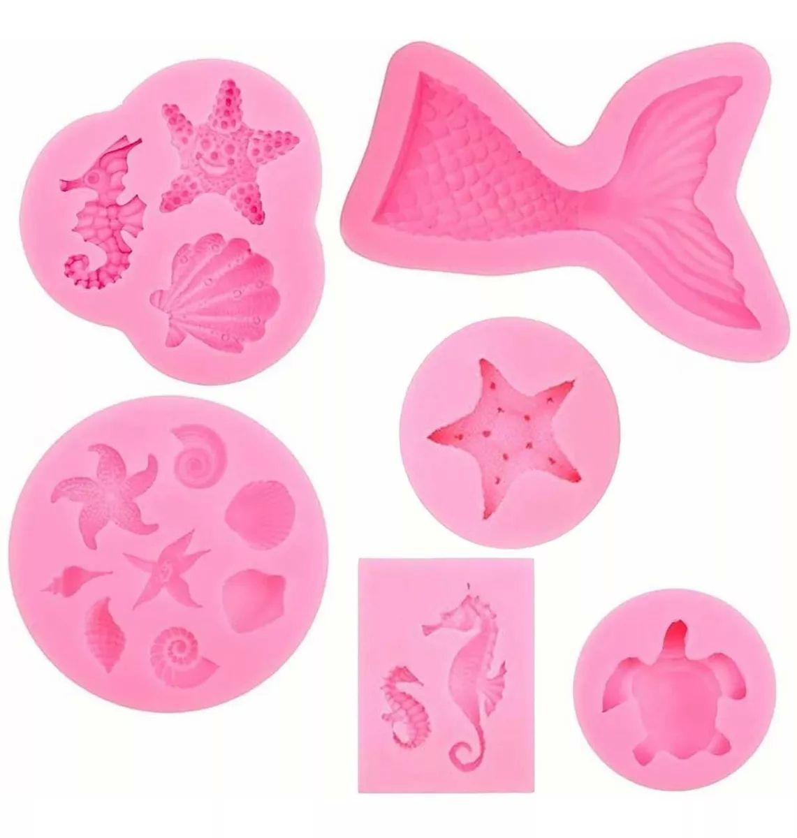 Molde De Silicona Para Fondant Con Cola De Sirena, 6 Unidade