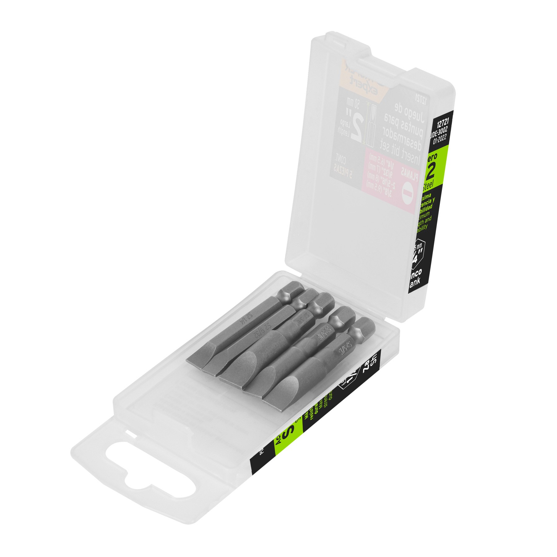 ESTUCHE CON 5 PUNTAS PLANAS COMBINADAS LARGO 2", TRUPER EXPERT 12721