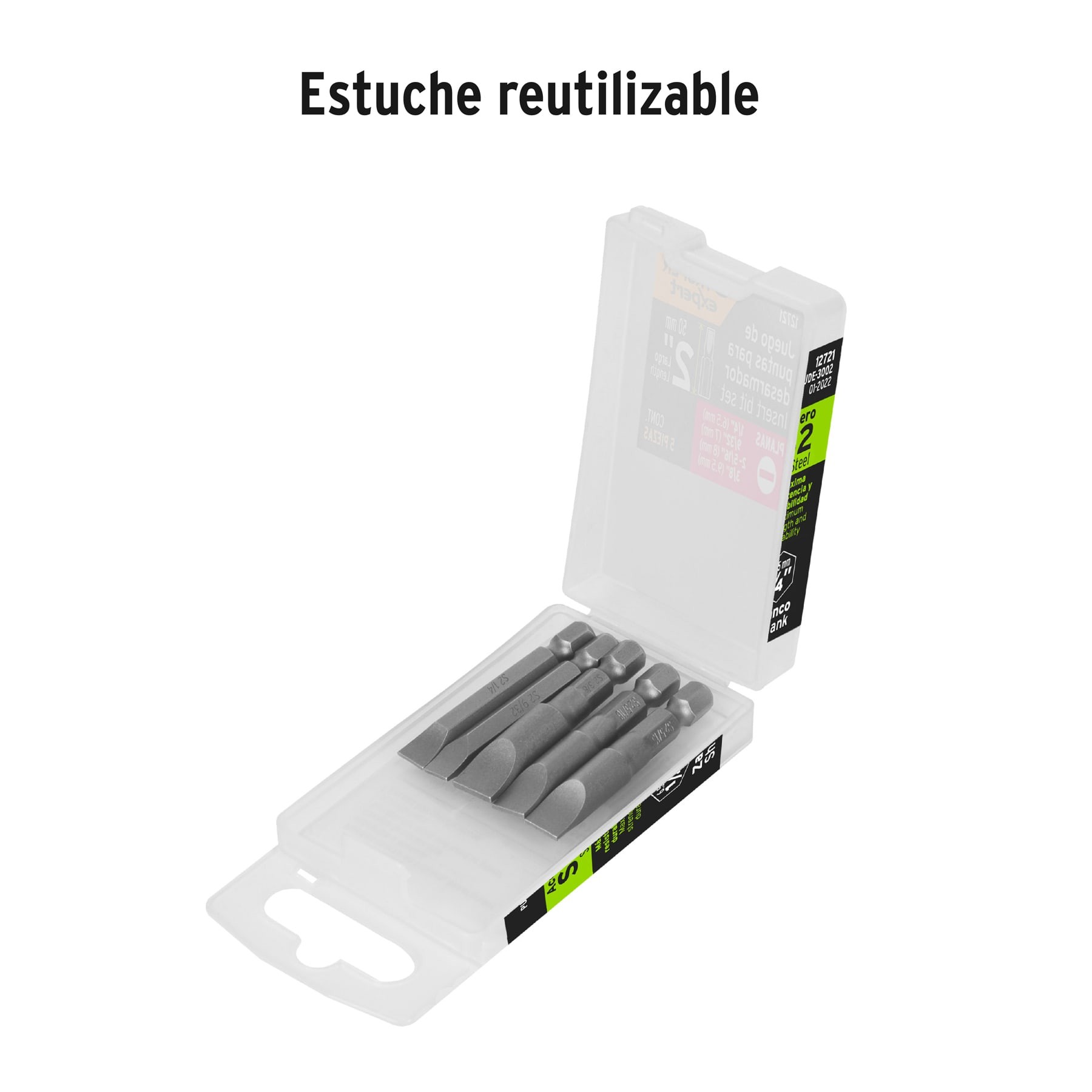 ESTUCHE CON 5 PUNTAS PLANAS COMBINADAS LARGO 2", TRUPER EXPERT 12721