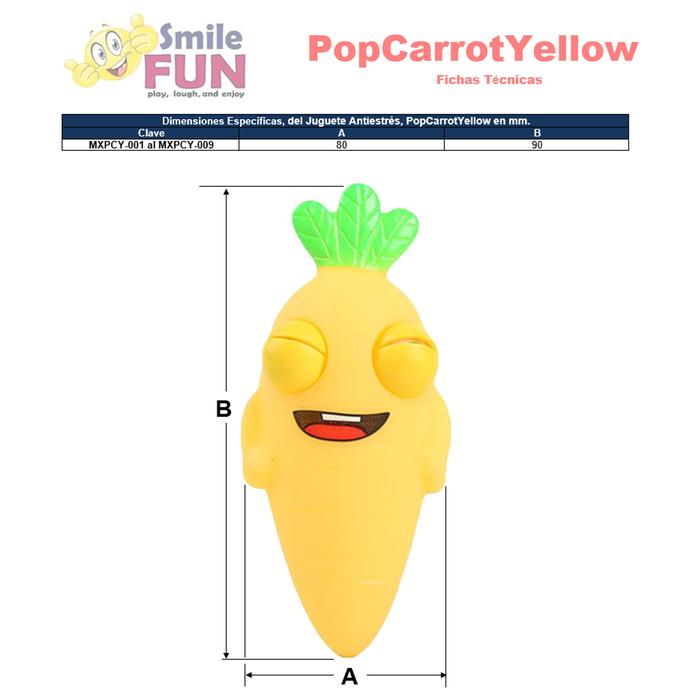 Practicos Juguetes Relajantes MXPCW-001-5 1Pza Zanahoria Goma Blanda TPR NaranjaVerde, PopCarrotOrange