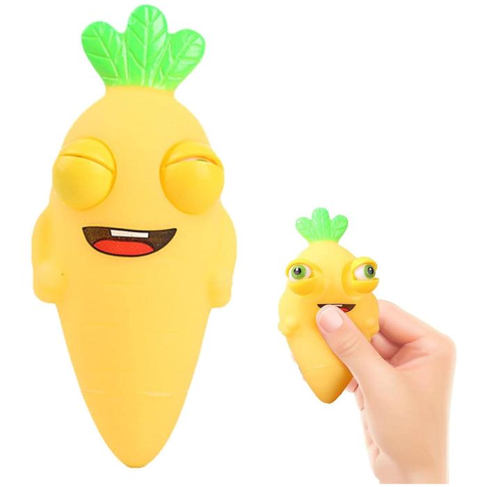 Objetos de Ojos Saltone AntiEstres MXPCW-001-1 1Pza Zanahoria Goma Blanda TPR NaranjaVerde, PopCarrotOrange