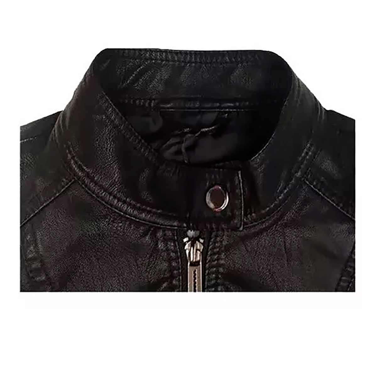 Chamarra Dama Moda Biker Cuello Mao Cierres Piel Pu