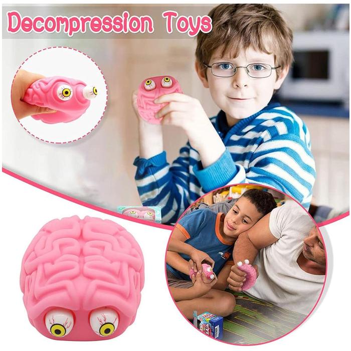 Juguetes de Comprimir MXPBN-001-3 1Pza Cerebro Goma Blanda TPR Rosa, PopBrain
