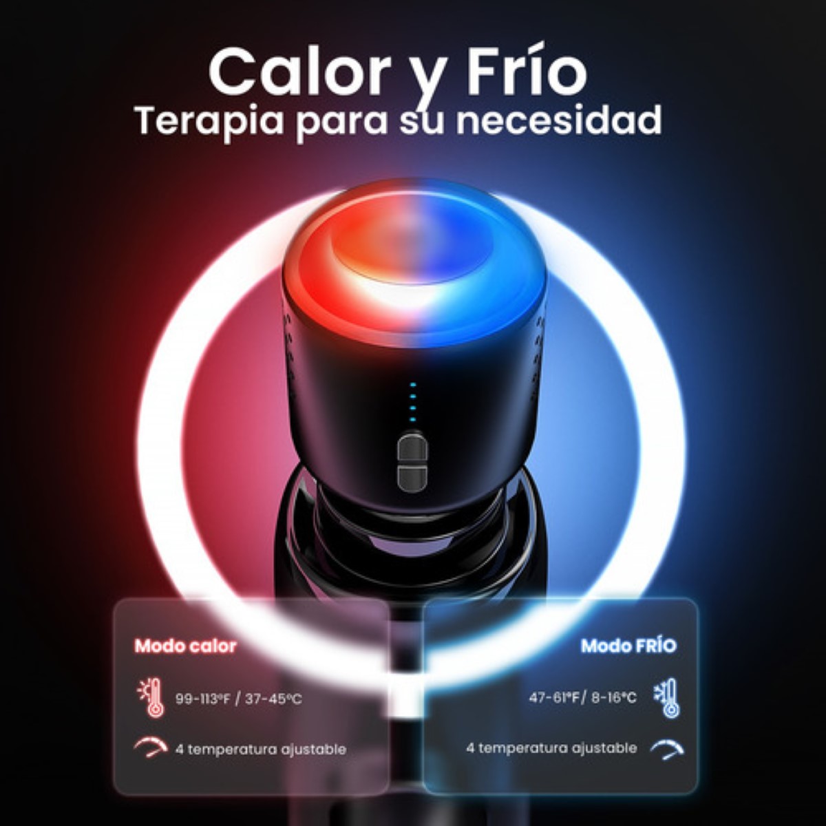 Pistola Masajeadora Eléctrica Con Frío Y Calor Muscular, Negro