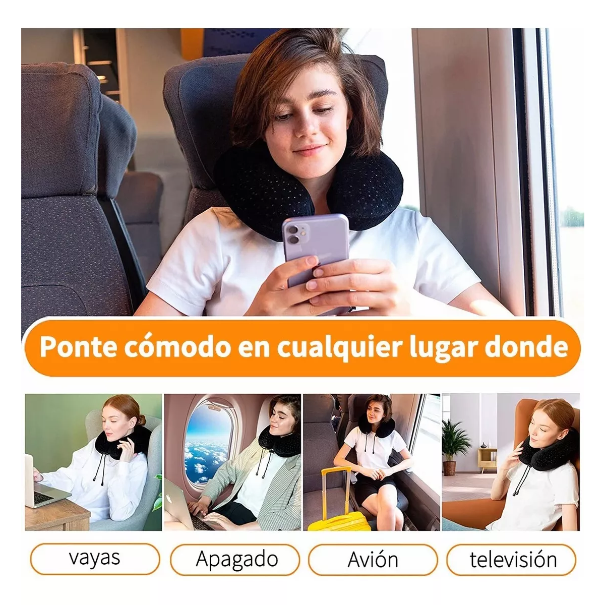 Almohada De Cuello De Viaje De Espuma Viscoelástica Cómodo