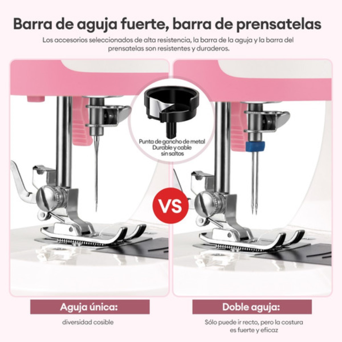 Máquina De Coser Eléctrica Portátil Doméstico De 12 Puntadas, Color Blanco con Rosa.