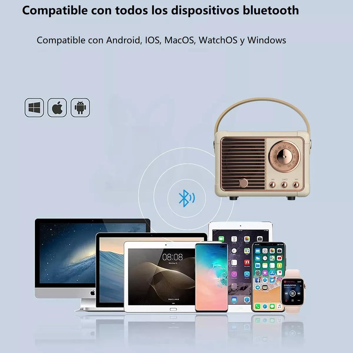Mini Bocina Bluetooth Portatil Retro Clasica Radio Carga Usb