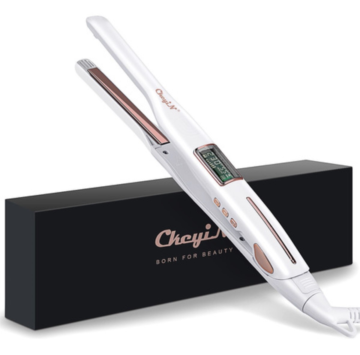 Plancha De Cabello Ckeyin De Cerámica 10mm, Dorado Y Blanco