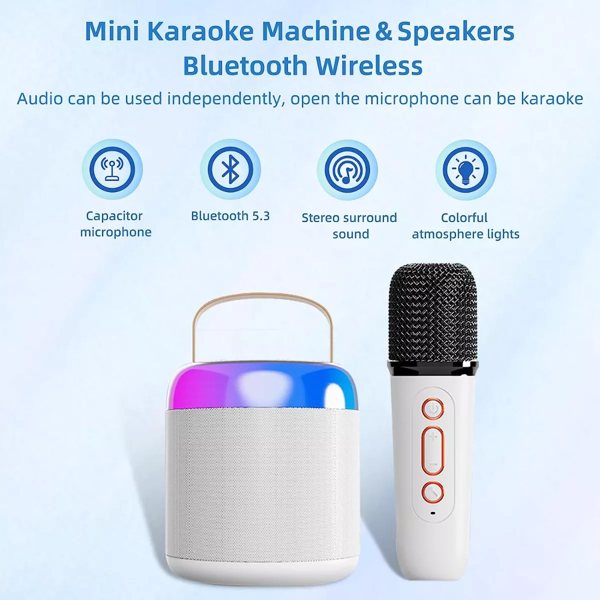 Bocina Bluetooth Inalámbrico Portátil Con Micrófono Karaoke
