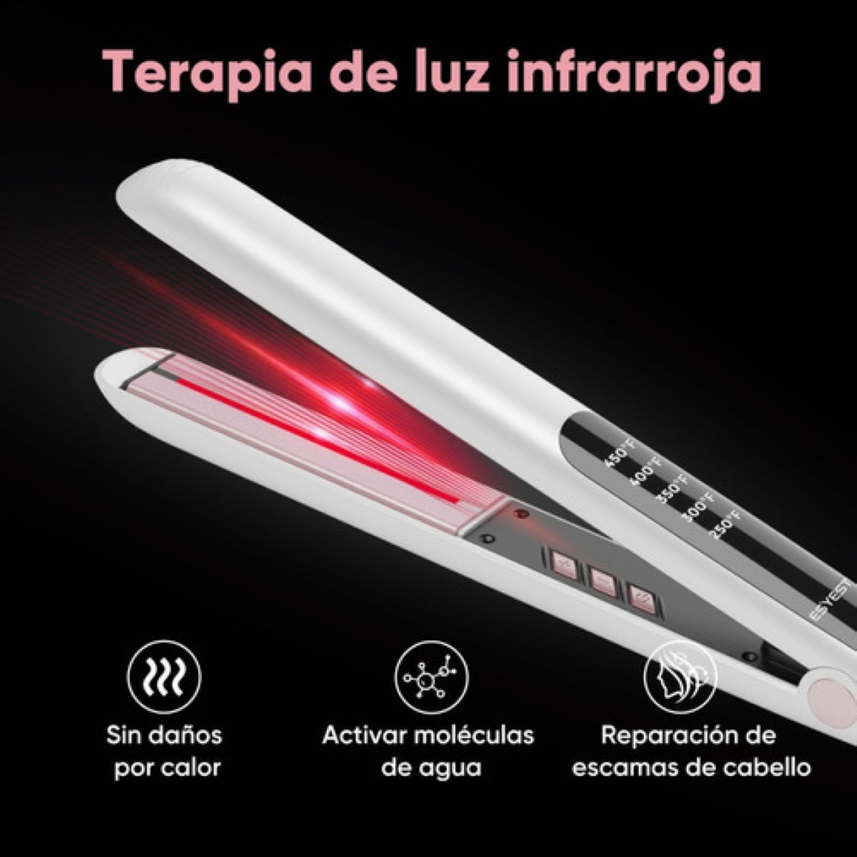 Plancha Para Cabello Profesional 2en1 Con Infrarrojos blanco