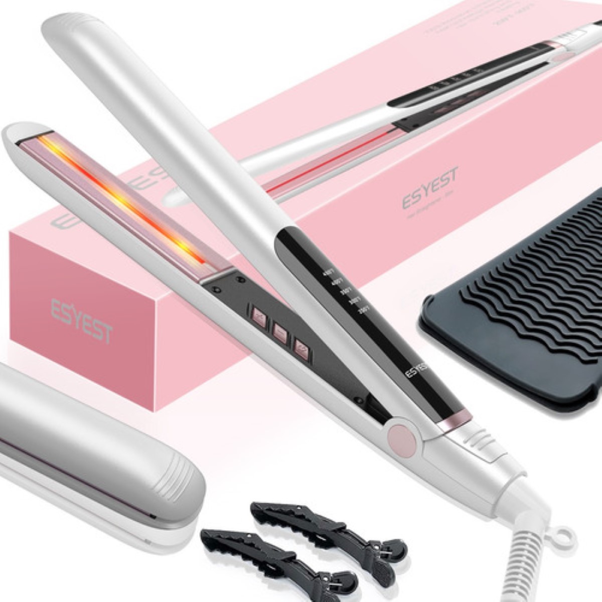 Plancha Para Cabello Profesional 2en1 Con Infrarrojos blanco