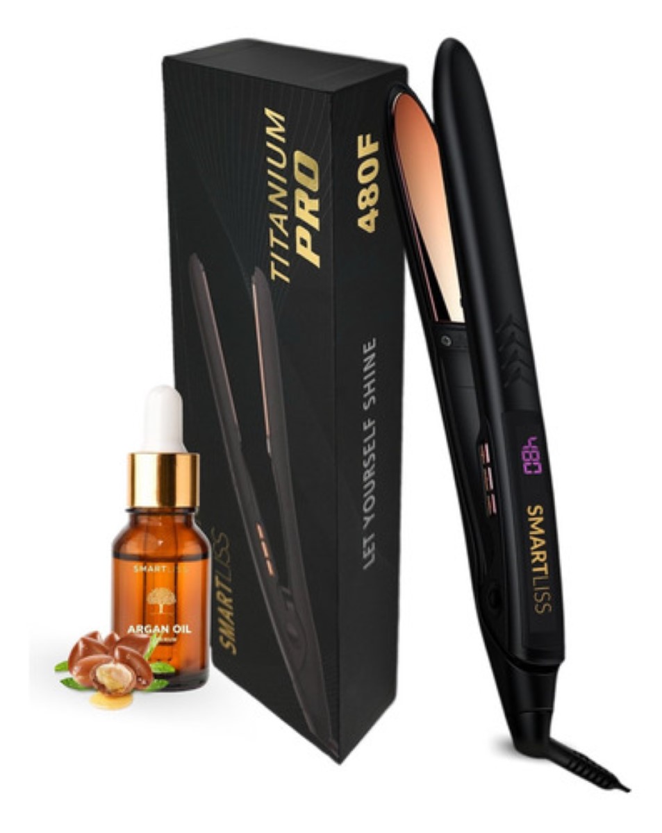 Plancha Cabello Profesional Titanio Puro + Argan negro