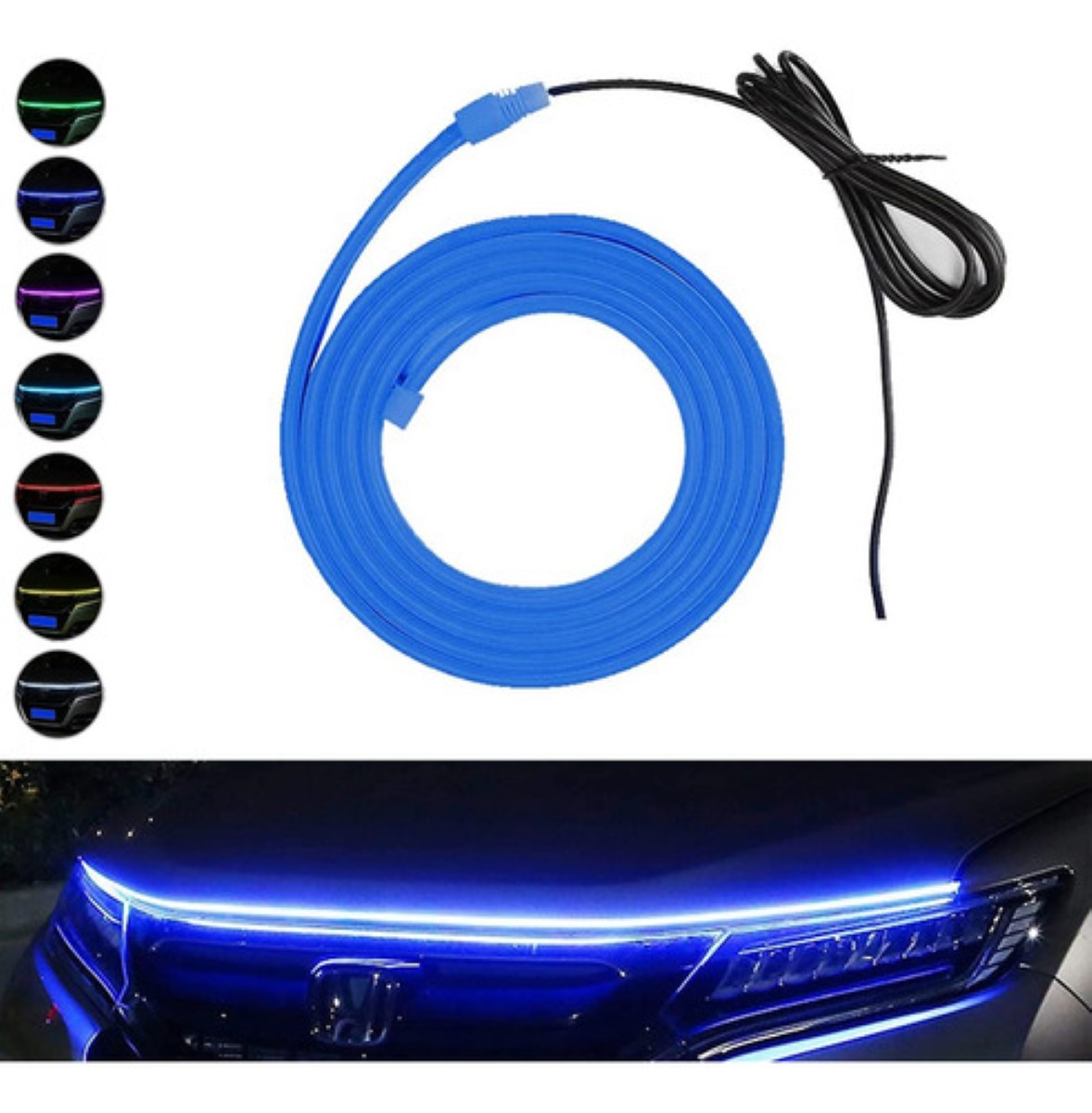 Tira De Luces Led De Circulación Para Capó De Auto  AZUL